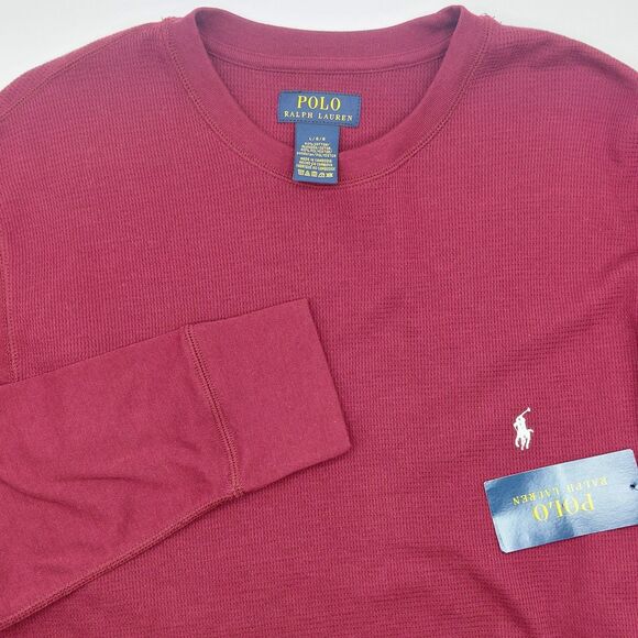 Polo Ralph Lauren Thermal Waffle Knit Long Sleeve Crewneck Men's Large Red NEW! - Picture 1 of 10